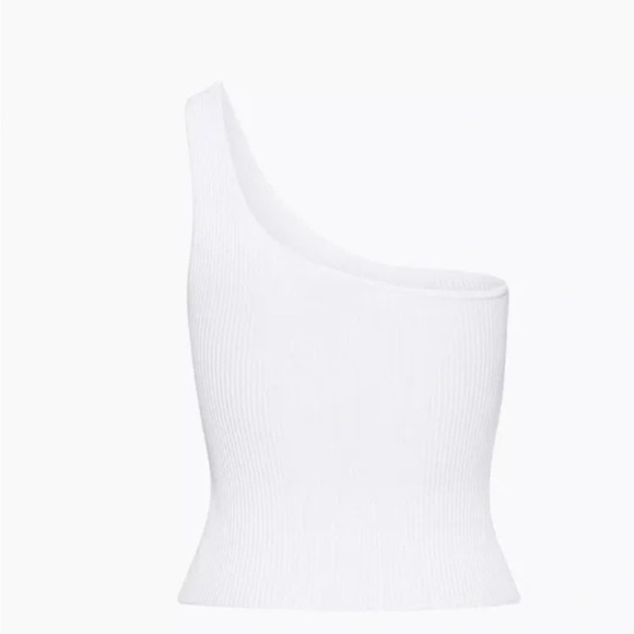 Aritzia Babaton Sculpt Knit One-Shoulder Tank in White Size XS - Picture 2 of 7
